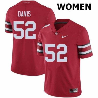 Women's Ohio State Buckeyes #52 Wyatt Davis Red Nike NCAA College Football Jersey New Style CWV6044ZO